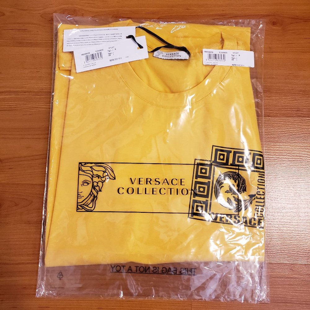 Versace Collection Men's Slim Fit Yellow T-Shirt - Picture 5 of 5